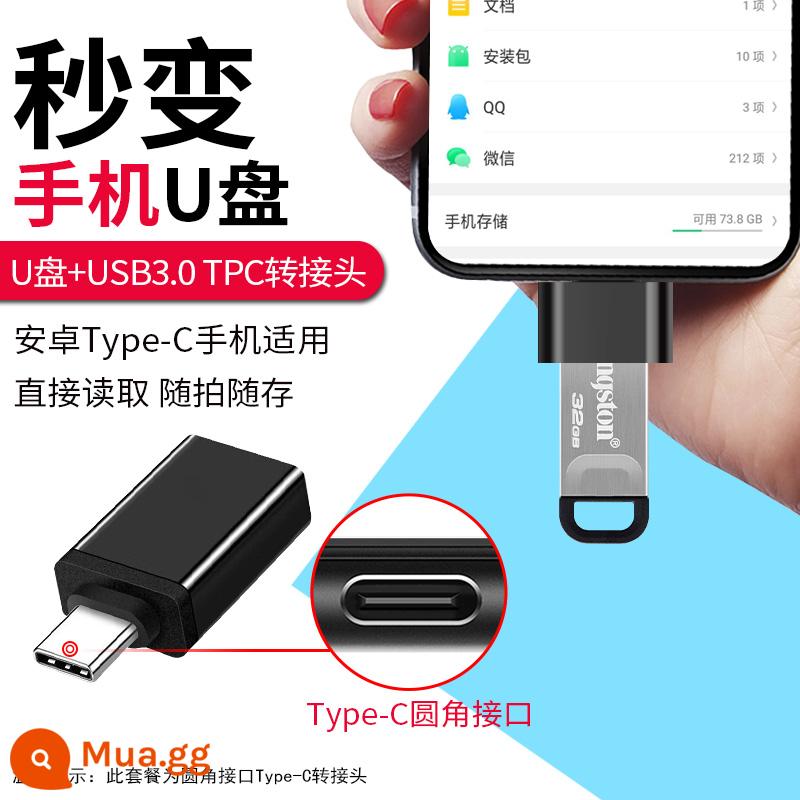 Kingston Ổ đĩa U 16G 8GU đĩa 32g xe tốc độ cao kim loại thép không gỉ USB tùy chỉnh logo sáng tạo - Bộ chuyển đổi 32G+3.0Type-C