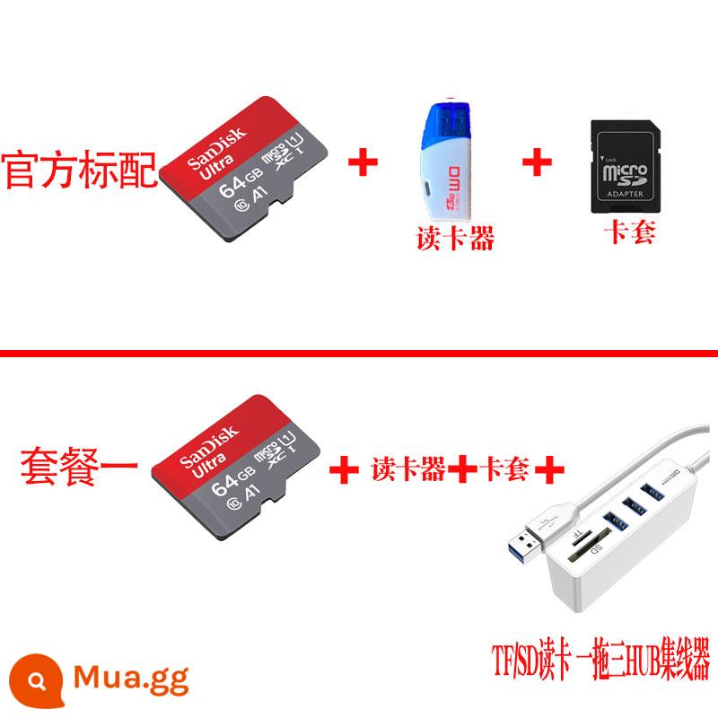 Thẻ nhớ SanDisk64g ghi thẻ nhớ tốc độ cao thẻ tf giám sát ống kính chụp ảnh điện thoại máy tính bảng thẻ sd đa năng - xám đỏ