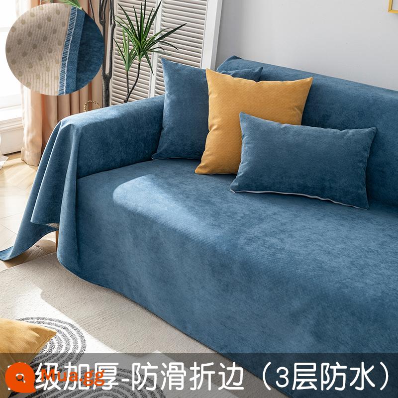 Chống dính tóc chống thấm nước chống chó mèo cào ghế sofa bốn mùa phổ quát chống trượt toàn bộ khăn phủ ngăn nước tiểu bao gồm tất cả - Màu xanh đậm (vải mới nâng cấp năm 2023)