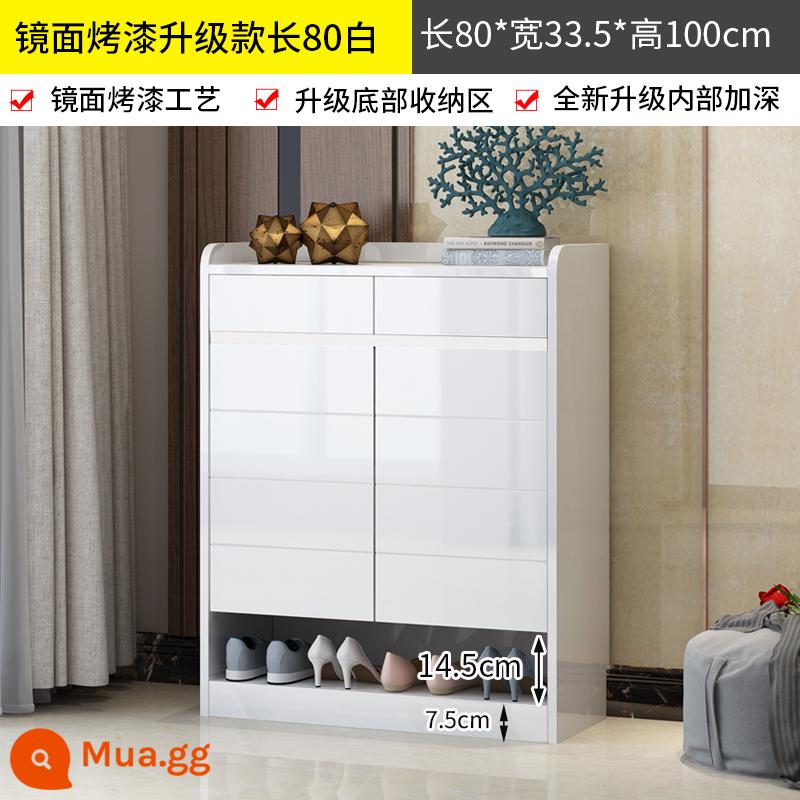 Tủ giày cửa nhà dung tích lớn cửa nhập đơn giản hiện đại nhập hiên tủ phòng khách tủ đựng đồ mới 2022 - Model nâng cấp-80 áo trắng