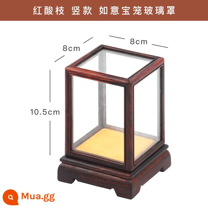 Gỗ gụ hàng thủ công mini vỏ kính quả óc chó cói bầu nhỏ gỗ hồng đào chống bụi hộp trưng bày tượng Phật kho báu lồng - Gỗ cẩm lai đỏ mini kiểu đứng 8*8*10.5