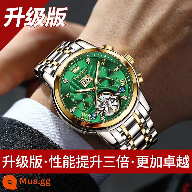 2021 Thụy Sĩ Mới Chứng Nhận Đồng Hồ Nam Hoàn Toàn Tự Động Cơ Nam Thương Hiệu Tourbillon Rỗng Chống Thấm Nước - 95% chọn phiên bản nâng cấp của Julian Cheung - Green Between Steel Belts [Bảo hành trọn đời + Quà tặng miễn phí]