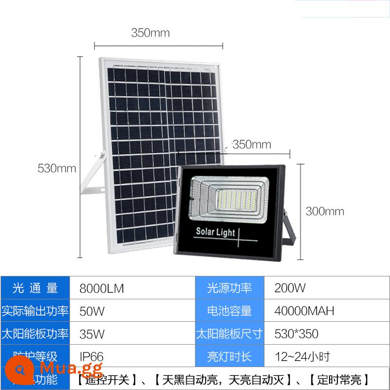 Đèn ngoài trời năng lượng mặt trời đèn sân vườn cấu hình cao một cho hai một cho một gia đình đèn đường nông thôn mới trong nhà và ngoài trời - Model tăng sáng 6000W-H (điều khiển ánh sáng từ xa) với cáp kết nối 5m