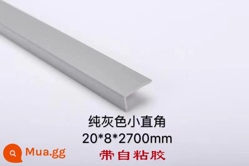 Màu xám ghi nhựa PVC nguyên tấm ép cạnh cửa dải 7 thanh góc vuông hình chữ L gỗ ép thanh dải góc - Tự dính góc vuông nhỏ màu xám tinh khiết, 1 miếng, 2,7 mét