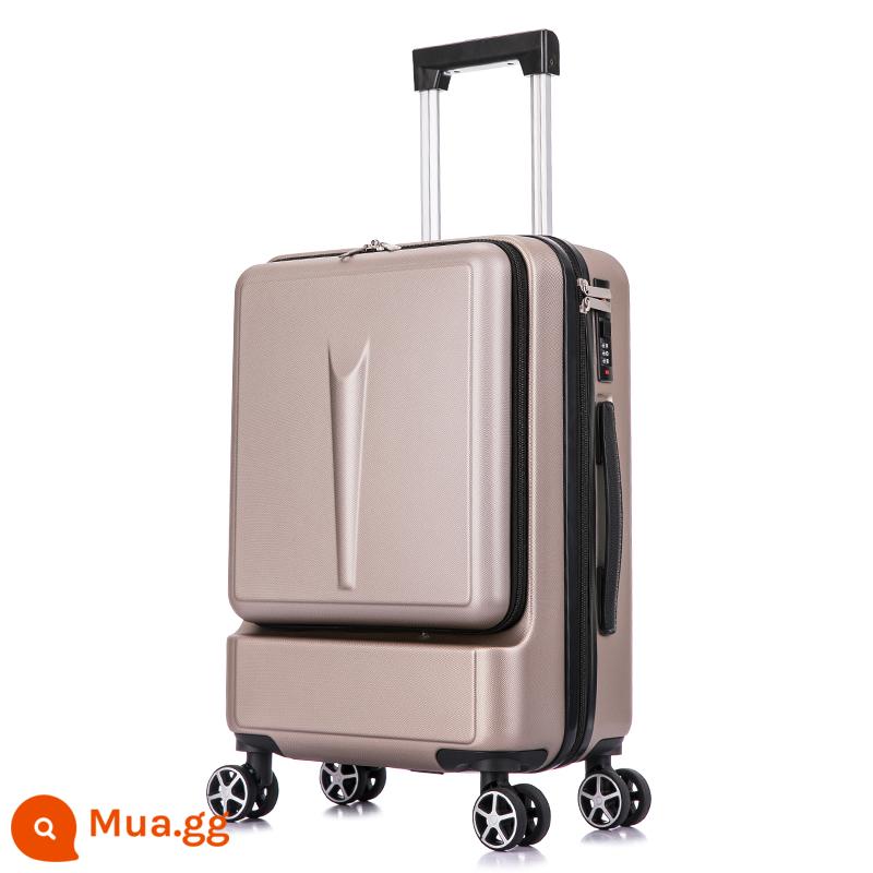 Máy tính phía trước trường hợp xe đẩy lên máy bay 20 inch nam lưới đỏ ins vali nữ vali mật khẩu nhỏ 24 vali - Màu rượu sâm panh [mở phía trước]