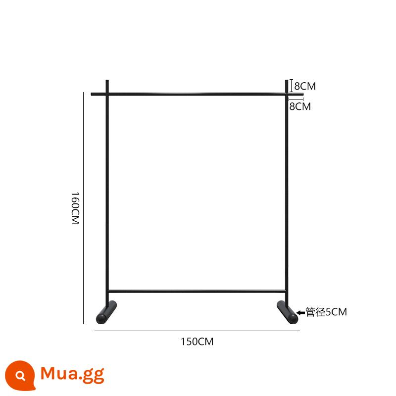 Cửa hàng quần áo màu đen giá treo trưng bày treo sàn Kệ Nakajima cửa hàng quần áo nam và nữ giá thép không gỉ đặc biệt - Chân đế hình trụ màu đen dài 150 cm và cao 160 cm