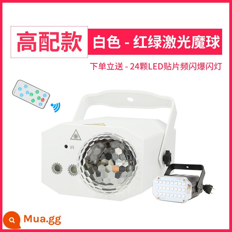 Đèn flash ktv mới ánh sáng sân khấu ánh sáng thanh điều khiển âm thanh ánh sáng LED đầy màu sắc hoa văn ánh sáng laser tia laser nhà bầu không khí trong nhà ánh sáng hộp đêm giao diện USB nhảy vuông ánh sáng xoay giải trí gia đình - Bóng ma thuật laser đỏ và xanh cao cấp (trắng) + nhấp nháy ánh sáng trắng