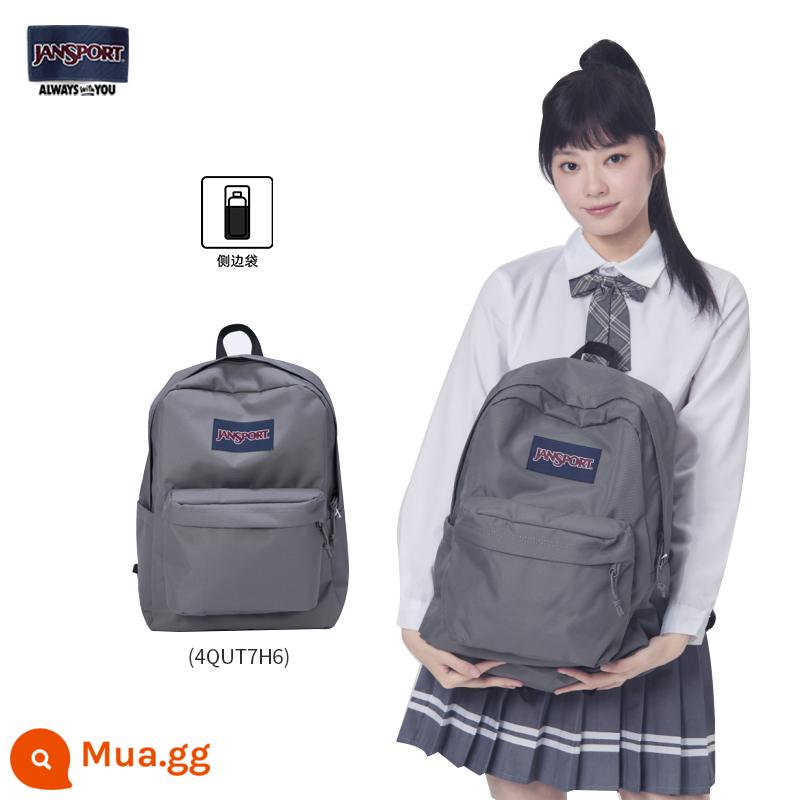 Ba lô cổ điển Jansport ba lô học sinh ba lô hình giọt nước ba lô đi học - 4QUT7H6 xám sương mù - túi bên hông đựng chai nước