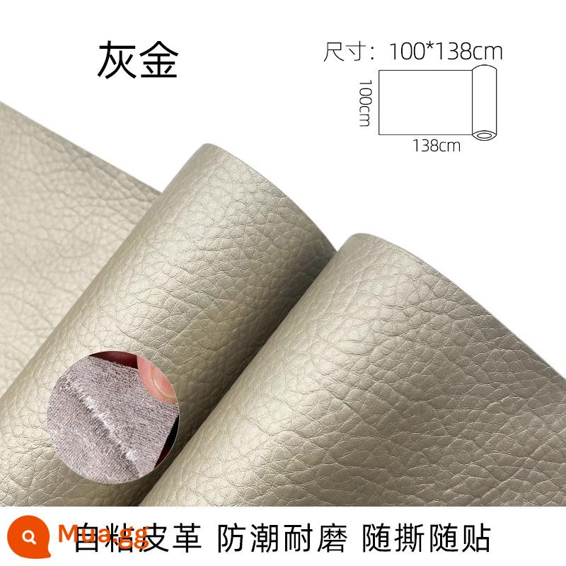 Da tự dính sửa chữa bao cấp sofa miếng dán da dán lưng keo da vải sửa chữa tân trang ghế lỗ dán miếng dán da thật - Vàng xám [100cm*138cm] nâng cấp kiểu kết dính chắc chắn