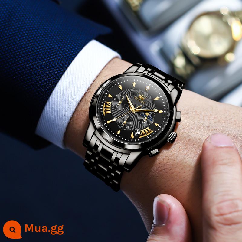 Jin Dong's same watch nam lịch chống nước dạ quang new thương hiệu nổi tiếng thụy sĩ chính hãng đồng hồ cơ nam cao cấp sense - 2892 dải thép bề mặt màu đen vỏ đen