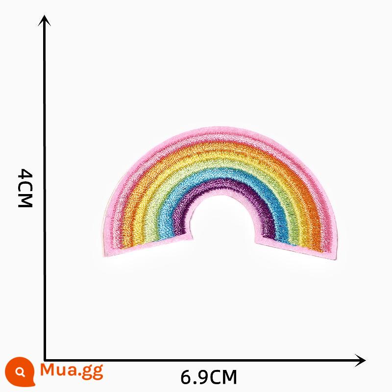 Thời Trang Hoạt Hình Dễ Thương Vải Dán Quần Áo Giày Tự Dính Thêu Lỗ Nhỏ Dán Xuống Áo Sửa Chữa Lỗ Dán Trang Trí - Cầu vồng trắng/tự dính