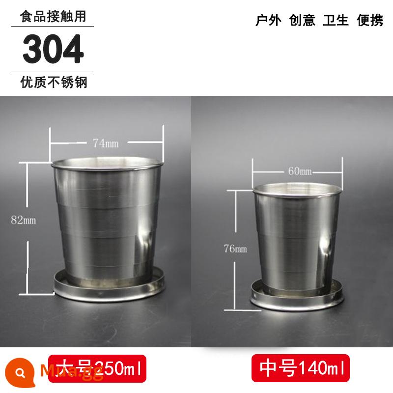 Du Lịch Ngoài Trời Cốc Nước Di Động Cốc Sáng Tạo Kính Thiên Văn Cốc Gấp Gọn Inox 304 Du Lịch Nén Cốc Không Rò Rỉ - 304 vừa + lớn