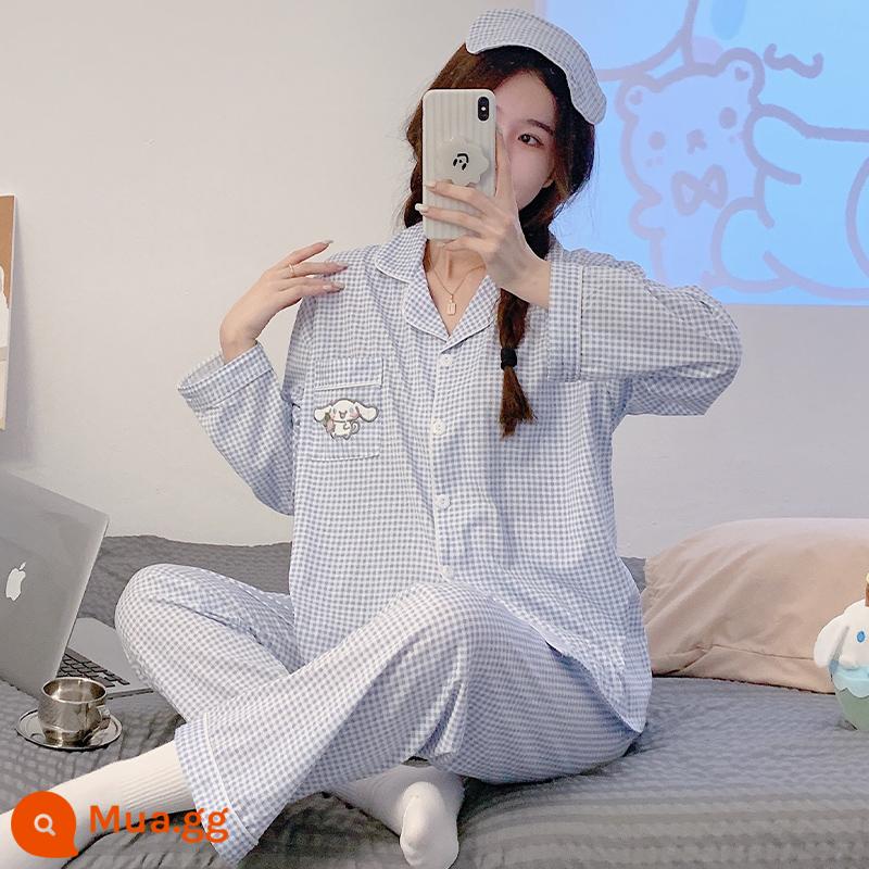 Bộ đồ ngủ nữ xuân thu đông dài tay cotton nguyên chất 2022 bộ đồ phục vụ gia đình học sinh ngọt ngào dễ thương mới có thể mặc ra ngoài - 6601 Chó tai dài