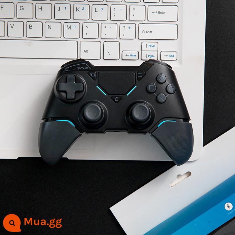 Thích hợp cho bộ điều khiển trò chơi Sony PS4 pro, máy tính bảng hơi nước, điện thoại di động iOS hai người, rung Bluetooth không dây - T1B-Silent Black (đi kèm cáp dữ liệu và nắp rocker)