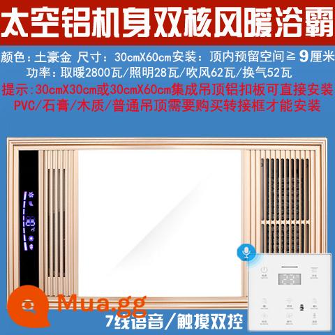 Kê Nóng Yuba Tích Hợp Đèn LED Âm Trần 300X600 Nhúng Phòng Tắm Đa Năng Bột Phòng Máy Sưởi - Thân máy bằng nhôm công suất cao bằng nhôm không gian Tuhao Gold (giọng nói 6 dây/cảm ứng)