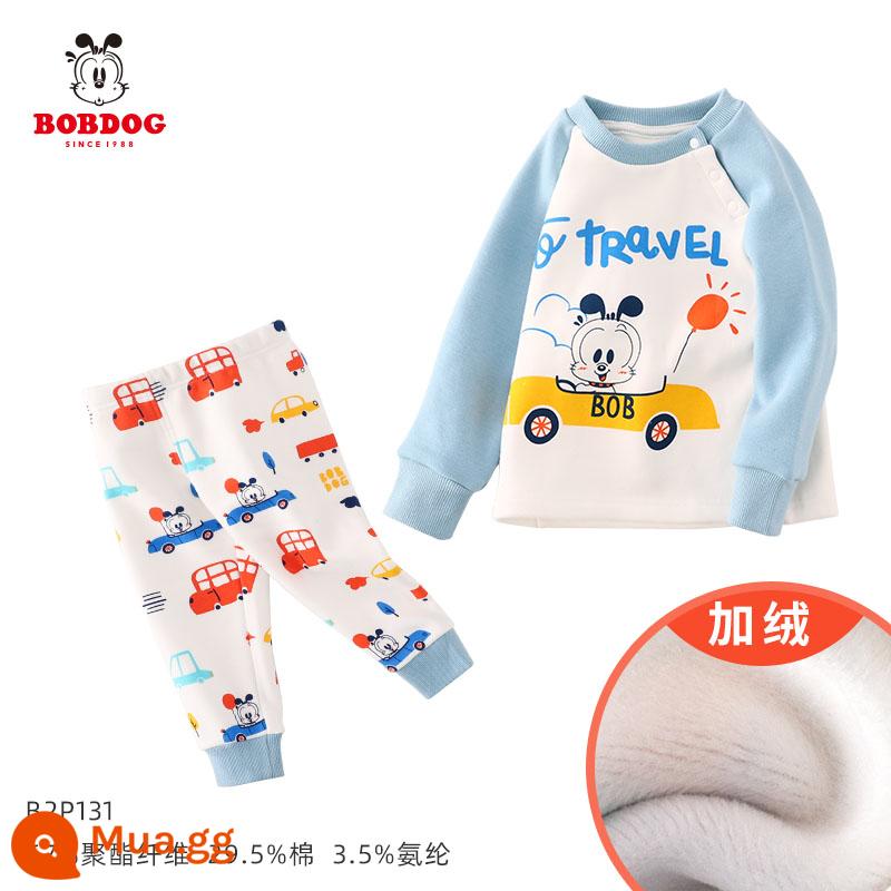 Babbean bé bộ quần áo thu đông cotton không xương đáy xuân thu đông mỏng vệ sinh trẻ em quần bé gái bộ đồ lót - Mẫu nhung Plus - xe màu xanh nhạt - Nhung dày dặn không rơi loại A - mẫu giữa eo