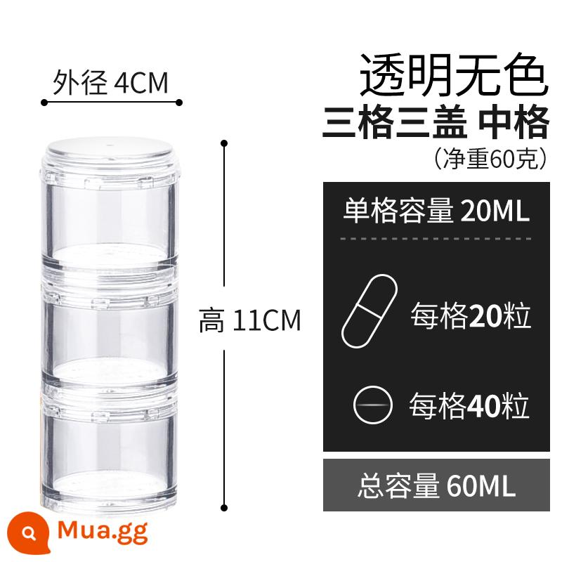 Đóng gói hộp thuốc xách tay cấp thực phẩm niêm phong chống ẩm một tuần lưu trữ nhỏ máy tính bảng viên nang hộp thuốc phân loại nhỏ - Lưới trung bình không màu ba lưới