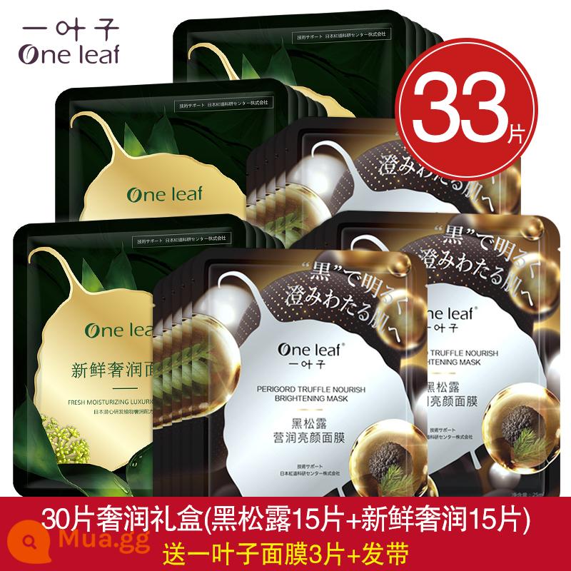 One Leaf Mask Dưỡng Ẩm, Dưỡng Ẩm, Làm Trắng Da, Làm Sáng Da Mụn, Thu Nhỏ Lỗ Chân Lông, Kiểm Soát Dầu, Loại Bỏ Mụn Hàng Chính Hãng Cho Nam Và Nữ - 33 miếng (15 miếng nấm truffle đen + 15 miếng tươi sang trọng) 3 miếng + dây buộc tóc