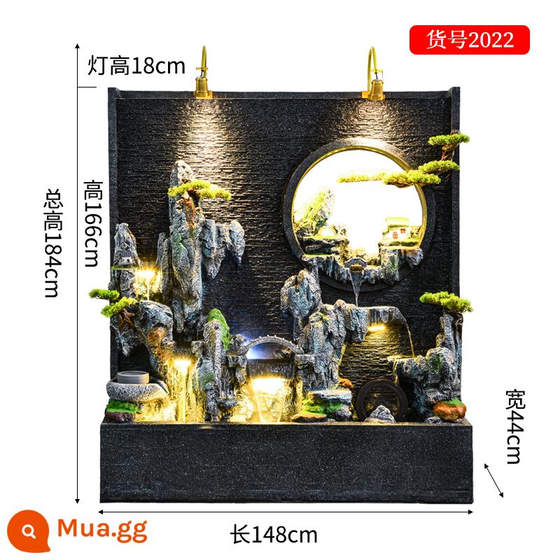 Đồi Rocked và Fountain Water Water Wall Wall - Sương mù lục lam 2022 148*44*166