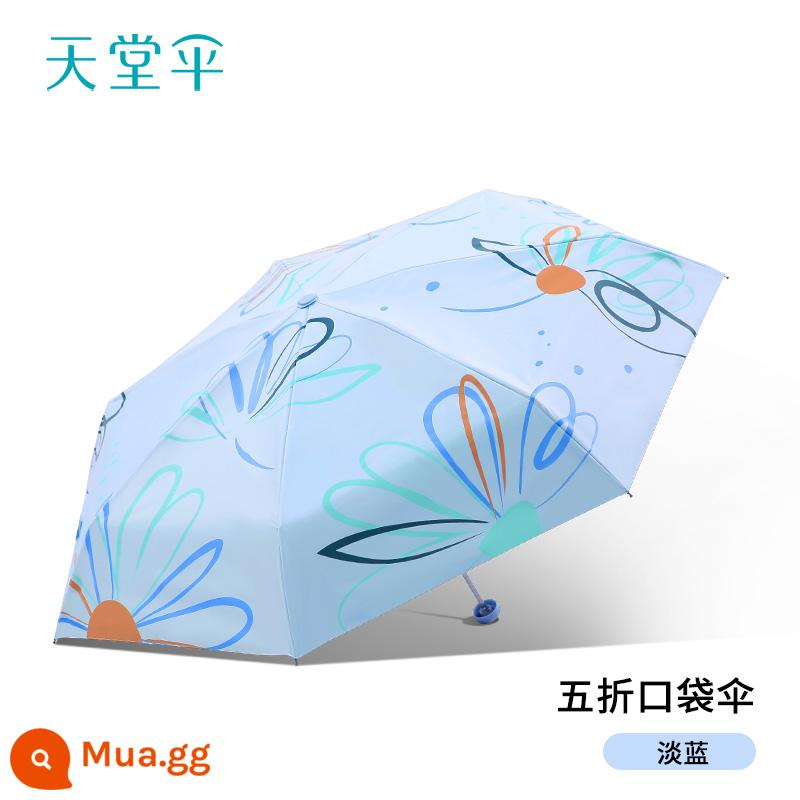 Paradise Umbrella Vinyl Kem chống nắng Chống tia cực tím Dù nhẹ và Dù gấp di động nhỏ dành cho phụ nữ và những ngày mưa cho bé trai - Xanh nhạt - Giảm 50% hoa lớn