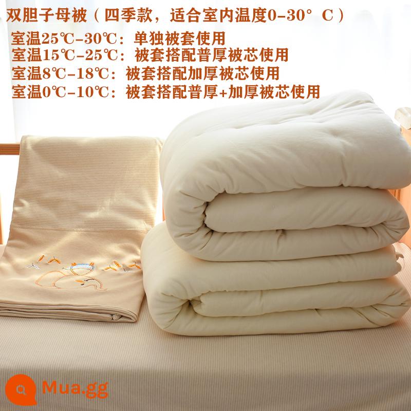 Chăn Cho Bé Nguyên Chất Cotton Mùa Thu Đông Dày Sơ Sinh Trẻ Em Chăn Bông Cho Bé Mẫu Giáo Tất Cả Các Mùa Chăn Nhỏ - Chăn bông mẹ chồng phong cách nghịch ngợm (lót bông đôi) nhiệt độ phòng 0-30 độ