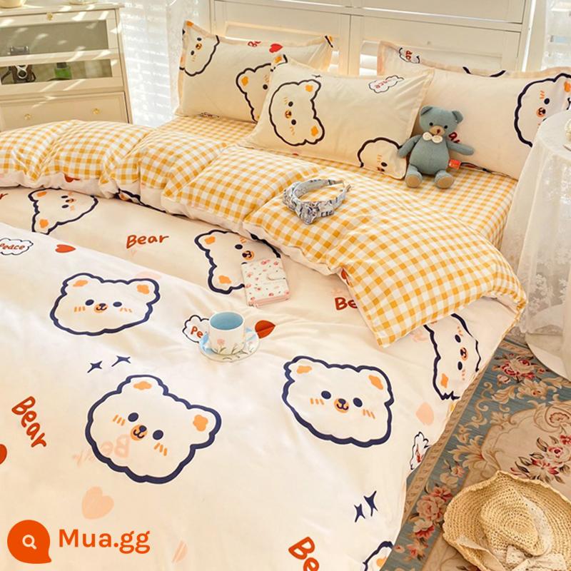 Vỏ chăn đơn mảnh 150x200x230 ký túc xá sinh viên đơn nguyên chất cotton giặt chăn trẻ em đơn đôi nhám vỏ chăn - chăm sóc gấu