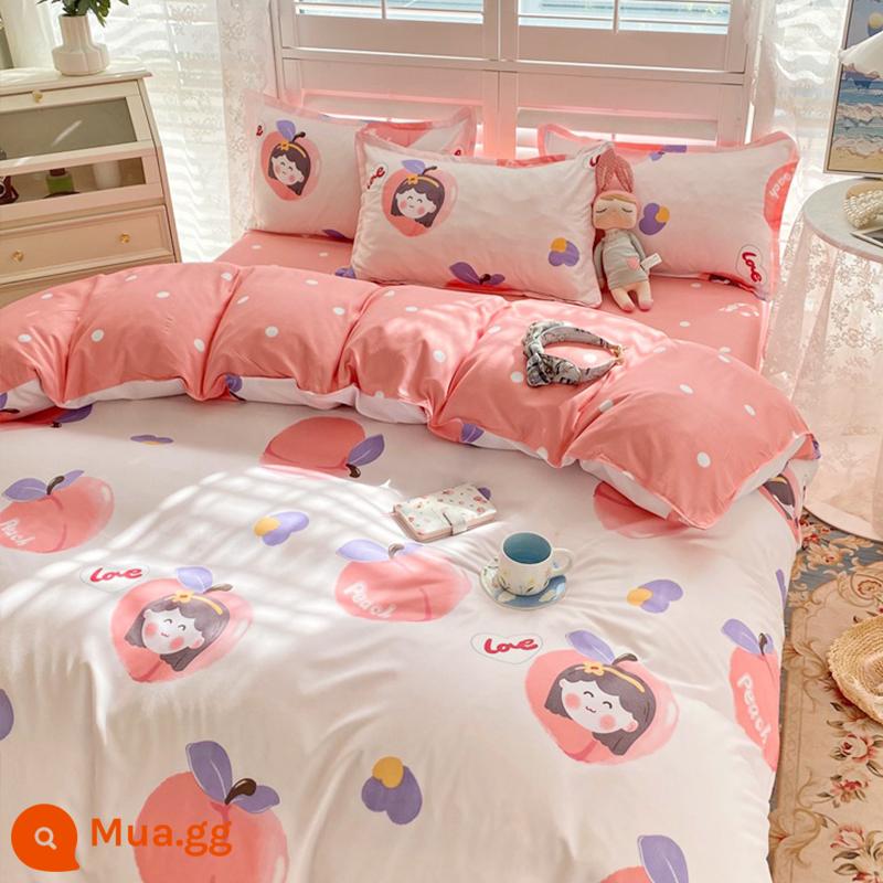 Vỏ chăn đơn mảnh 150x200x230 ký túc xá sinh viên đơn nguyên chất cotton giặt chăn trẻ em đơn đôi nhám vỏ chăn - đào nhỏ