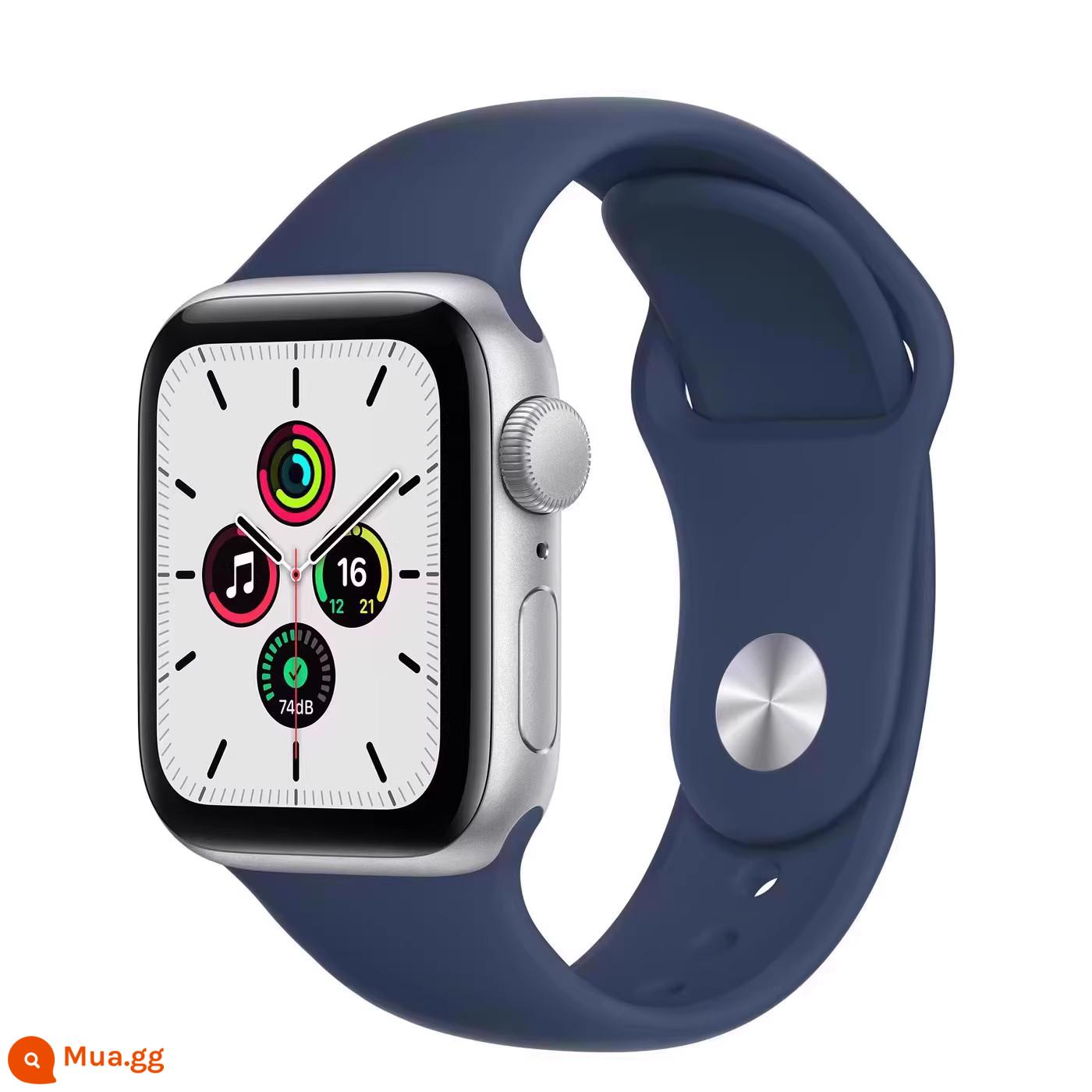 [24 vấn đề miễn lãi] Apple/Apple Apple Watch SE đồng hồ thông minh iwatch đồng hồ điện thoại đa chức năng thể thao dành cho người lớn vòng đeo tay di động iphone dành cho nam và nữ - Vỏ kim loại nhôm màu bạc 2021 có dây đeo thể thao màu xanh đậm