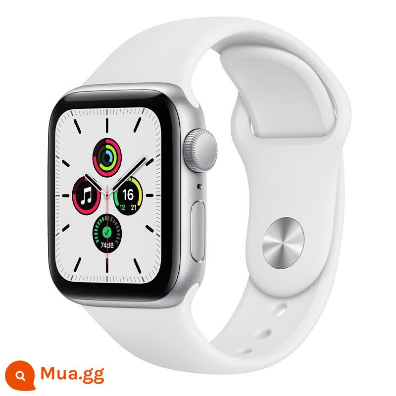 [24 vấn đề miễn lãi] Apple/Apple Apple Watch SE đồng hồ thông minh iwatch đồng hồ điện thoại đa chức năng thể thao dành cho người lớn vòng đeo tay di động iphone dành cho nam và nữ - Vỏ kim loại nhôm màu bạc 2020; dây đeo thể thao màu trắng.