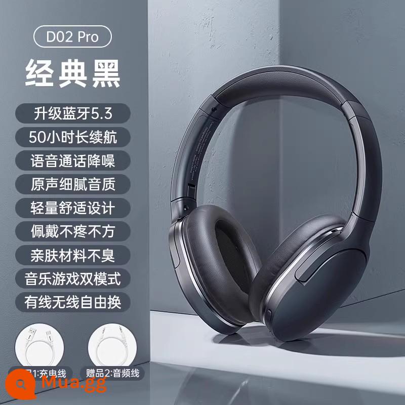 Tai nghe bluetooth Baseus d02pro tai nghe game không dây chống ồn game mới có dây chất lượng âm thanh cao thời lượng pin dài - Màu đen cổ điển √Thời lượng pin dài 50 giờ ⭐Chế độ kép trò chơi/âm nhạc ⭐Chế độ kép Bluetooth/có dây