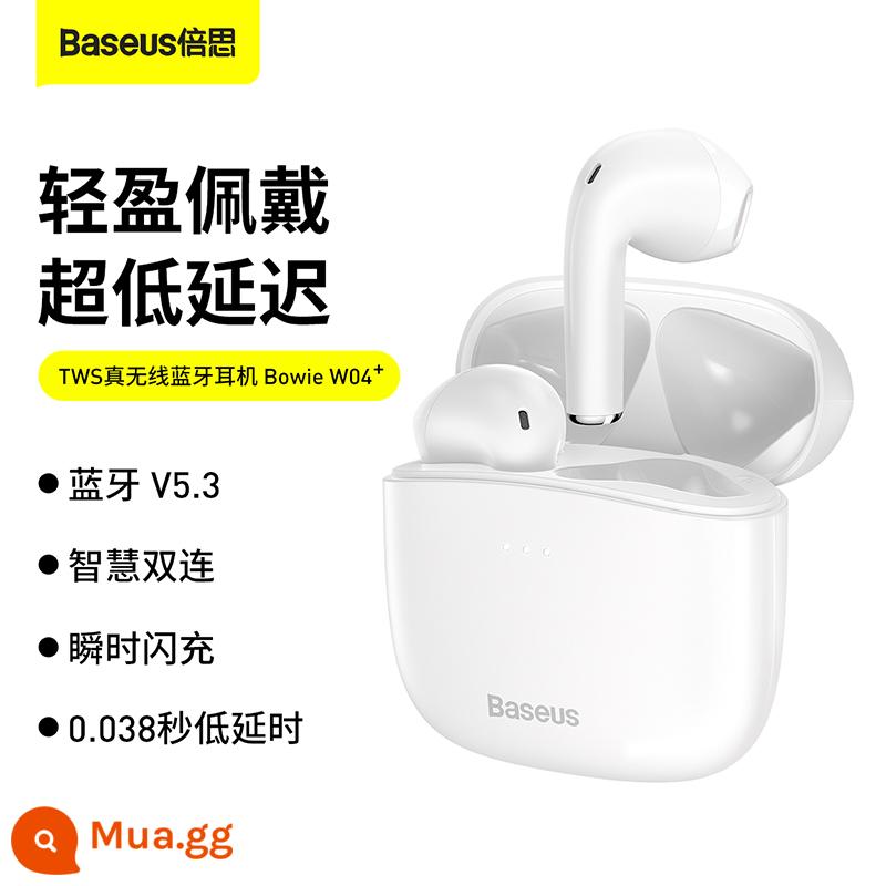 Tai nghe Bluetooth Baseus 2 tai không dây semi-in-ear loại 2021 mẫu mới phù hợp Apple, Huawei, Xiaomi, oppo, thời gian chờ cực lâu, giảm ồn vivo, chạy bộ thể thao nhỏ nữ - [Trắng]W04+#Bluetooth được nâng cấp 5.3#0.038 giây độ trễ thấp√Hỗ trợ phát hiện trong tai