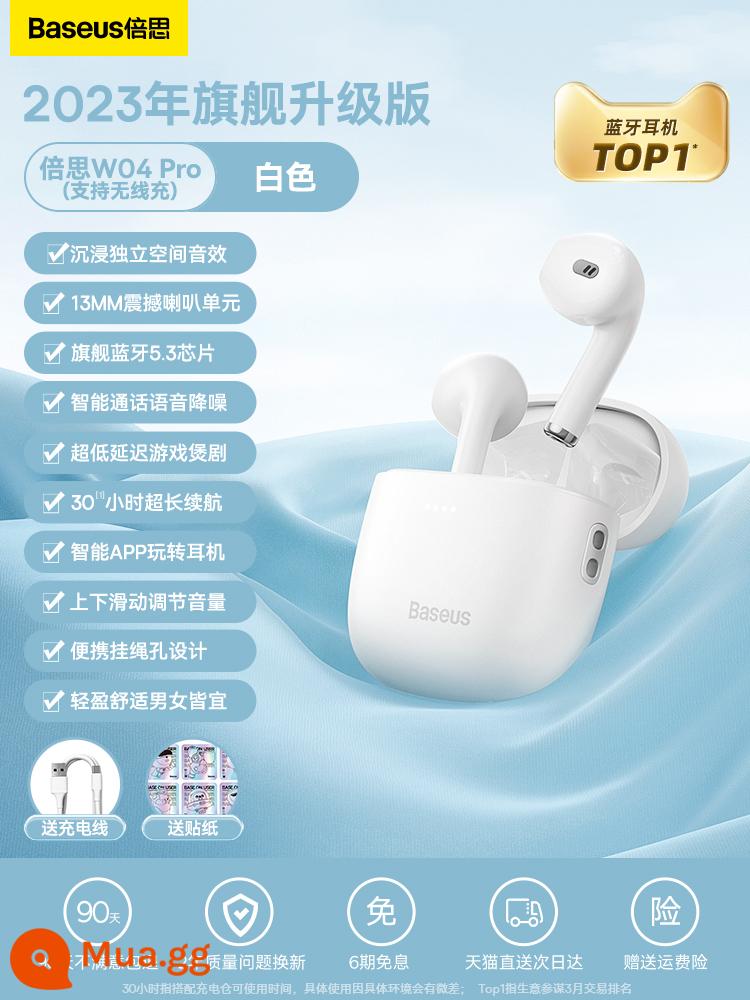 Tai nghe Bluetooth Baseus true wireless thể thao không lag thích hợp chơi game Apple Huawei Xiaomi vivo binaural w04 thời lượng pin chờ siêu dài oppo semi-in-ear mate30 chống ồn hồng - [Trắng] Smart Touch #Automatic Pairing★Tuổi thọ pin siêu dài√Hỗ trợ sạc nhanh không dây