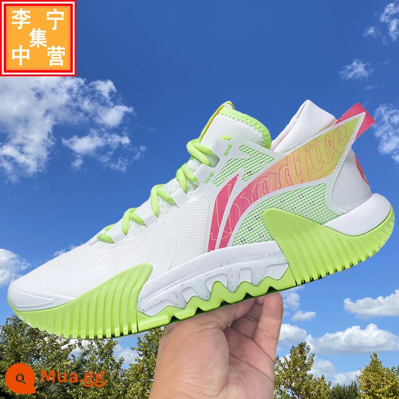 Giày bóng rổ mới năm 2023 của Li Ning giày thể thao chiến đấu cổ thấp chống gỗ chống sốc 2.5 ABFS001 ABFS003 - ABFS003-17 tiêu chuẩn màu trắng/vàng huỳnh quang, không mã hóa, vận chuyển trong tình trạng tốt