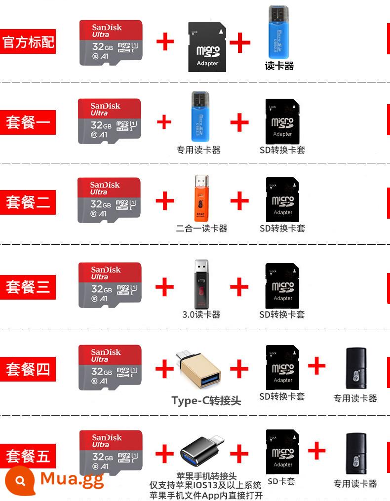 Thẻ nhớ SANDISK32G Thẻ 10 Tốc độ cao Micro SD Card Mobile Memory Memory Mở rộng Thẻ mở rộng Thẻ - Đỏ 32G