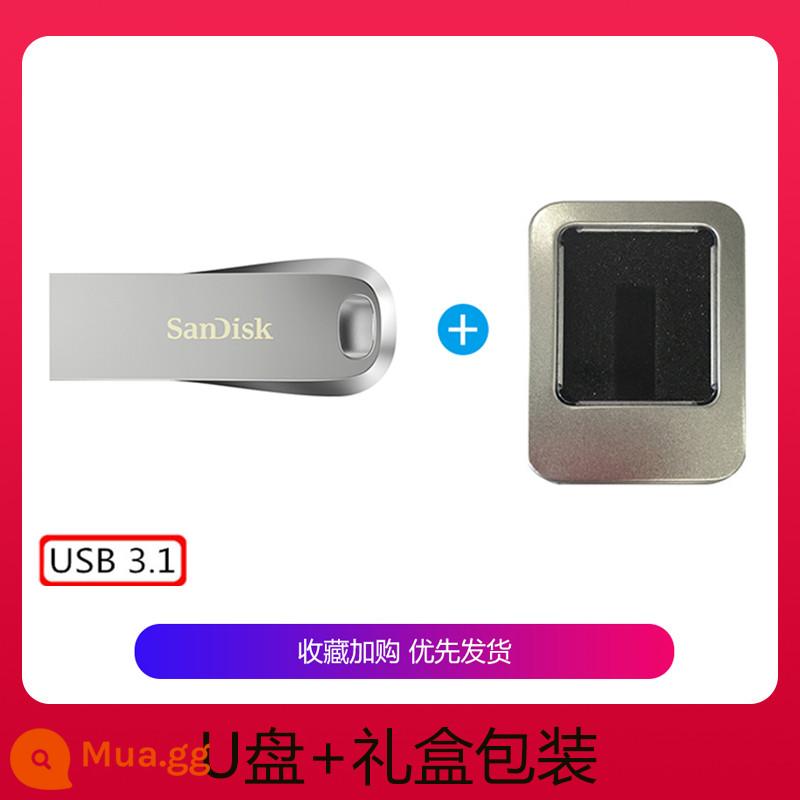 Ổ đĩa flash Sandisk SanDisk 32G tốc độ cao USB3.1 chữ tùy chỉnh logo Ổ đĩa flash USB ổ đĩa flash TV trên ô tô Ổ đĩa flash di động 32gusb Cool Huan CZ74 dành cho sinh viên mã hóa kim loại kép đĩa U tốc độ cao - Bạc 32G+ quà tặng bao bì hộp sắt, dây buộc miễn phí