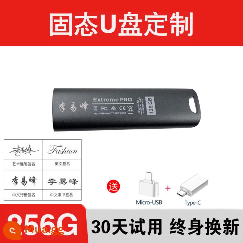 Đĩa SanDisk U 128g đĩa nhớ flash trạng thái rắn CZ880 mã hóa doanh nghiệp ổ đĩa flash kim loại USB3.2 tốc độ cao 256 di động SSD ổ cứng thể rắn macbook Ổ đĩa flash USB trạng thái rắn wtg bên ngoài của Apple - Solid CZ880 256G+khắc LOGO tùy chỉnh [Bao gồm 2 loại đầu nối điện thoại Android]