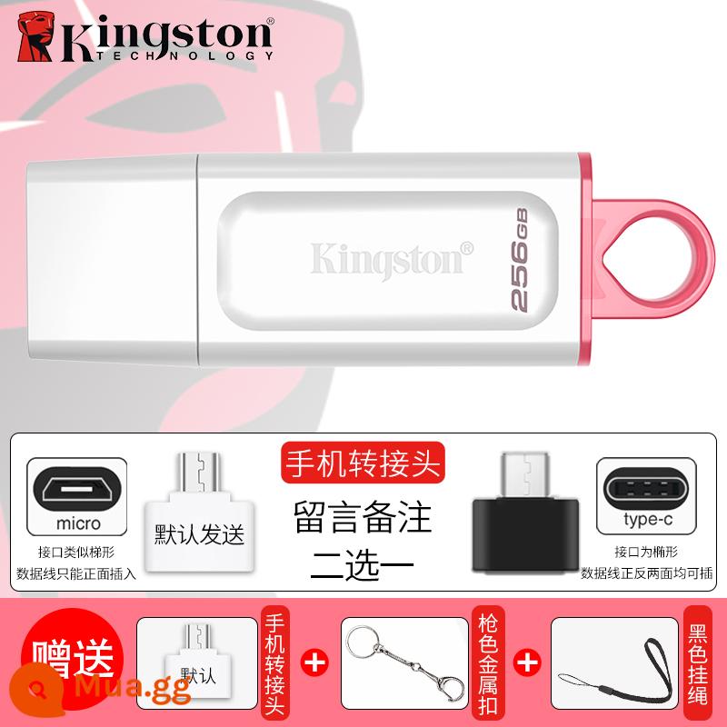 Ổ đĩa flash Kingston 32g tải trên ô tô dung lượng lớn điện thoại di động máy tính cổng typec hàng đầu chính hãng DTX store ổ đĩa flash USB chính hãng - Chuẩn DTX/256G trắng