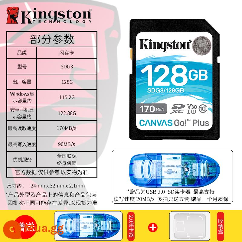 Camera KingstonSD 512g giám sát 256 camera 128 một mắt 64 thẻ lưu trữ camera 32G kỹ thuật số - Thẻ lớn màu xanh SDG3/128G