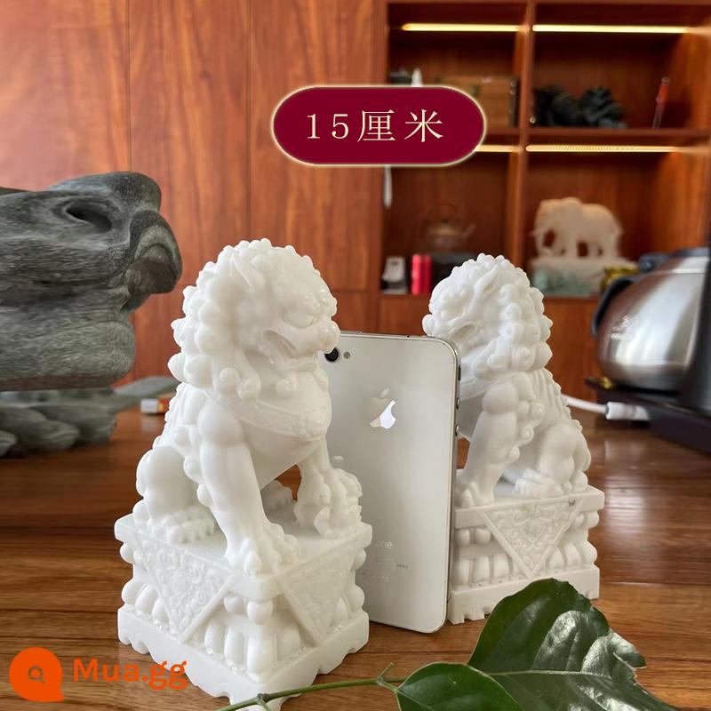 Hanbai Jade Stone Lion, một cặp ngôi nhà ở thị trấn Đá chạm khắc Bàn hộ gia đình Lion Lion Lion Lion - Đôi sư tử đá cao 15cm (tinh xảo)