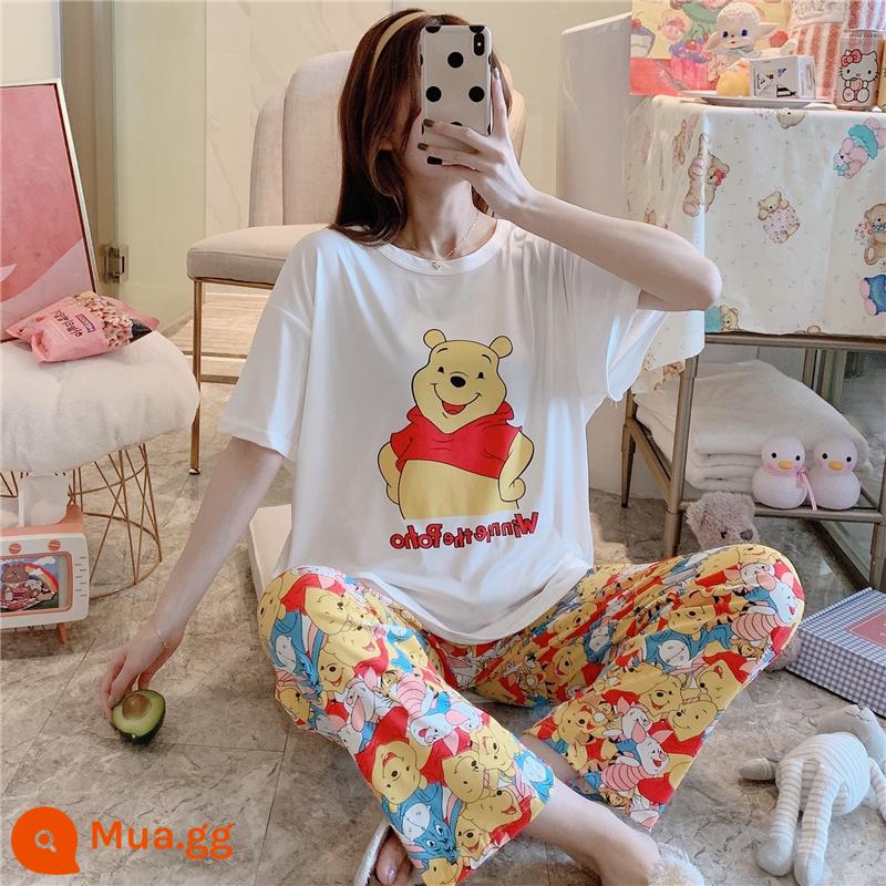 Mùa Hè Bộ Đồ Ngủ Mỏng Nữ Ngắn Tay Modal Cotton Nhà Hai Mảnh Hoạt Hình Hàn Quốc Bé Gái Dáng Rộng Bộ Đồ Thường Ngày - 8806#