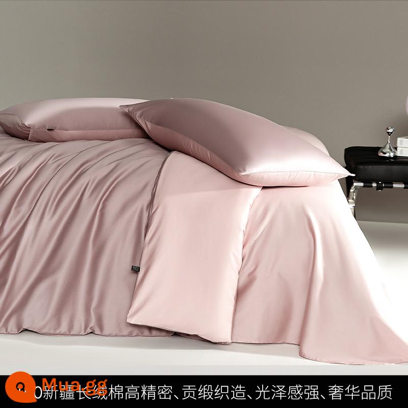 Bộ 4 món cotton satin ghim dài loại A 100 chi tiết cotton cotton nguyên chất nhẹ, sang trọng, ga trải giường màu trơn, vỏ chăn, ga trải giường vừa vặn - nhặt bột đậu nhẹ