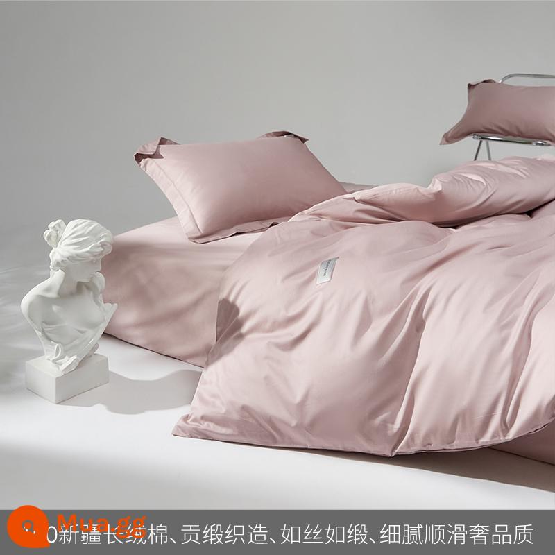 Phong cách Bắc Âu đơn giản 100S dài chủ yếu cotton satin Bộ bốn món ga trải giường cotton nguyên chất, vỏ chăn, trang bị ga trải giường - Tím xám khói