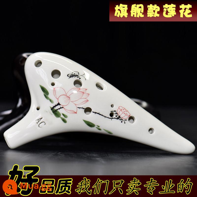 Ocarina 12 lỗ đơn giản dành cho người mới bắt đầu 12 lỗ ac alto C chuyên nghiệp 6 Nhạc cụ học sinh sáo Taoshan 46 - Túi dây buộc chuyên nghiệp Lotus [Flagship] có hướng dẫn