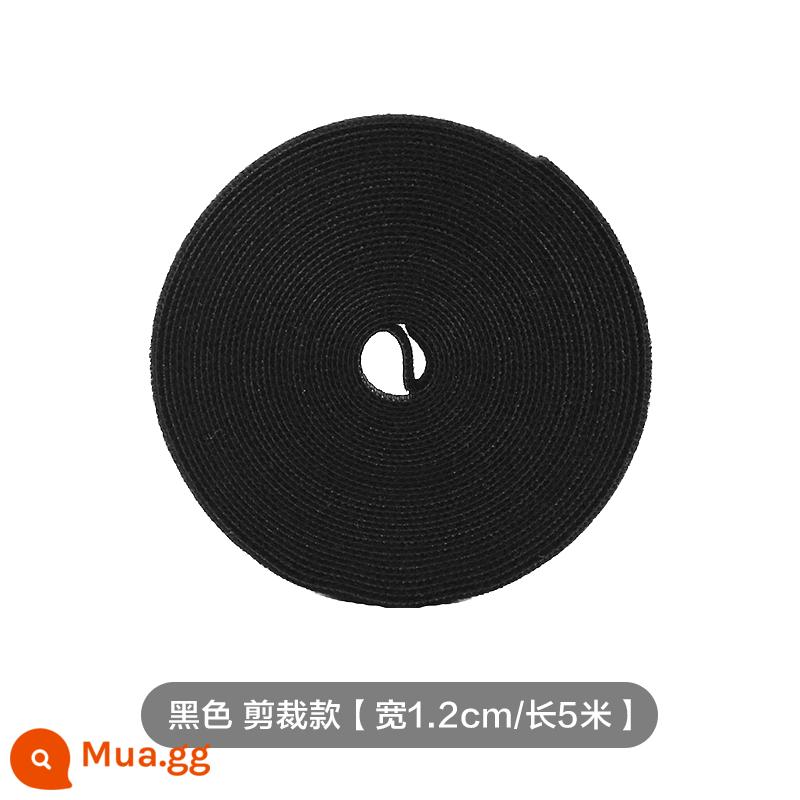 Hiện vật lưu trữ dòng dữ liệu Velcro dây buộc cáp tổ chức khai thác máy tính với định tuyến dây máy tính để bàn dây đeo cố định - Phiên bản cắt đen [1 cuộn/5 mét]