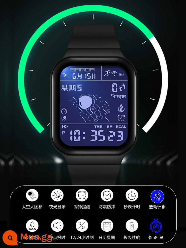 Đồng Hồ Thông Minh Thể Thao Nam Học Sinh Trung Học Cơ Sở Trẻ Em Tuổi Teen Đồng Hồ Báo Thức Đo Quãng Đường Đi Chống Thấm Nước Dạ Quang Đồng Hồ Điện Tử - [Đa chức năng toàn màu đen] Bảo hành trọn đời