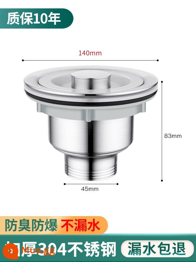 Bồn Rửa Chén Chậu Rửa Bát Bể Ống Cống Phụ Kiện Ống Thoát Khử Mùi Inox Đôi Bồn Rửa Chén Cống Bộ - [140mm] Đầu inox 304 dày_bảo hành 10 năm