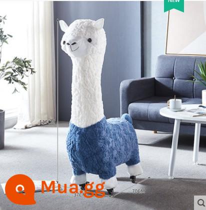 Sáng Tạo Alpaca Ghế Phân Động Vật Ngồi Phân Sàn Đồ Nội Thất Trang Trí Trang Trí Phòng Khách Tân Gia Di Chuyển Nhà Mới Quà Tặng - Màu xanh lớn có ròng rọc