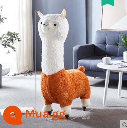 Sáng Tạo Alpaca Ghế Phân Động Vật Ngồi Phân Sàn Đồ Nội Thất Trang Trí Trang Trí Phòng Khách Tân Gia Di Chuyển Nhà Mới Quà Tặng - Màu cam lớn-có ròng rọc