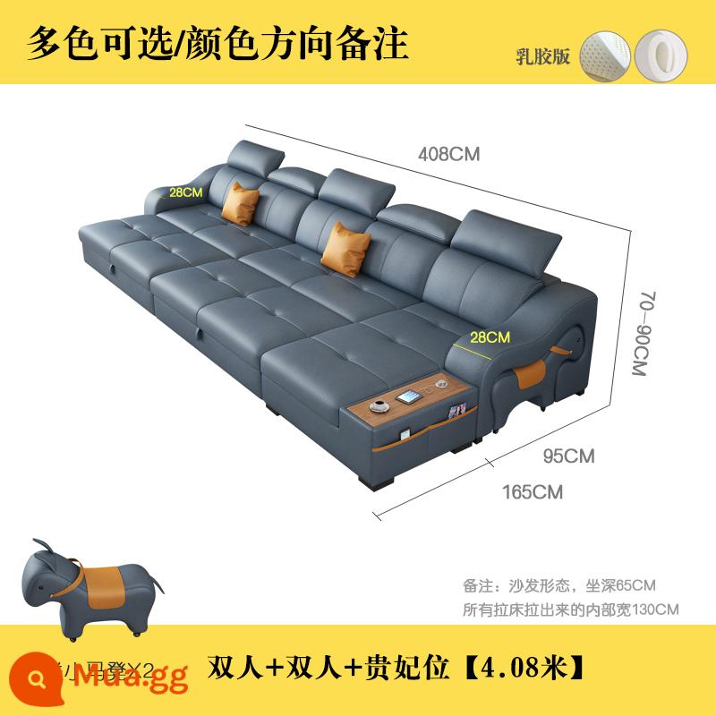 Công nghệ giường sofa vải có thể gập lại đa chức năng trường kỷ kép lưu trữ lớn và nhỏ loại căn hộ hiện đại kiểu lưới ngựa màu đỏ - Đôi + đôi + phi tần [4,08 mét] phiên bản cao su vải công nghệ nano