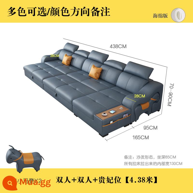 Công nghệ giường sofa vải có thể gập lại đa chức năng trường kỷ kép lưu trữ lớn và nhỏ loại căn hộ hiện đại kiểu lưới ngựa màu đỏ - Ba người + hai + phi tần [4,38 mét] phiên bản bọt biển vải công nghệ nano